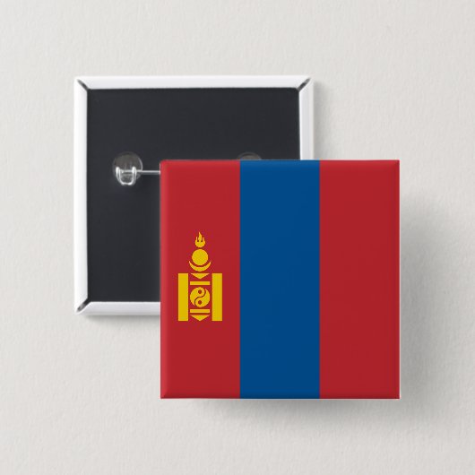 Vlag van Mongolië (Mongoolse) Vierkante Button 5,1 Cm (Voorkant /achterkant)