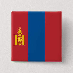 Vlag van Mongolië (Mongoolse) Vierkante Button 5,1 Cm