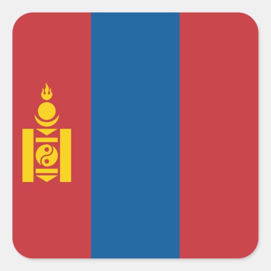 Vlag van Mongolië (Mongoolse) Vierkante Sticker (Voorkant)