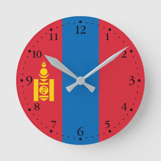 Vlag van Mongolië Ronde Klok (Voorkant)