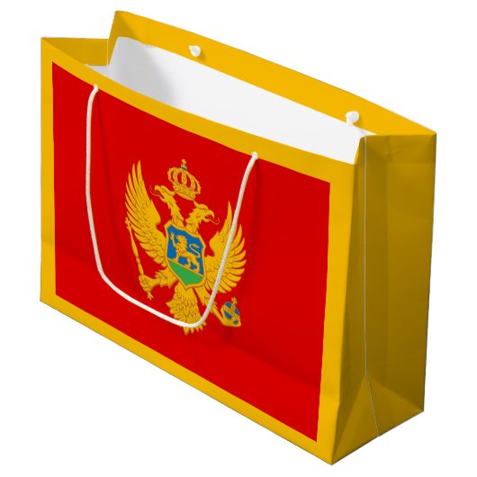 Vlag van Montenegro Groot Cadeauzakje (Voorkant Gekanteld)