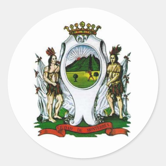 Vlag van Monterrey, Nuevo León - MEXICO Ronde Sticker (Voorkant)