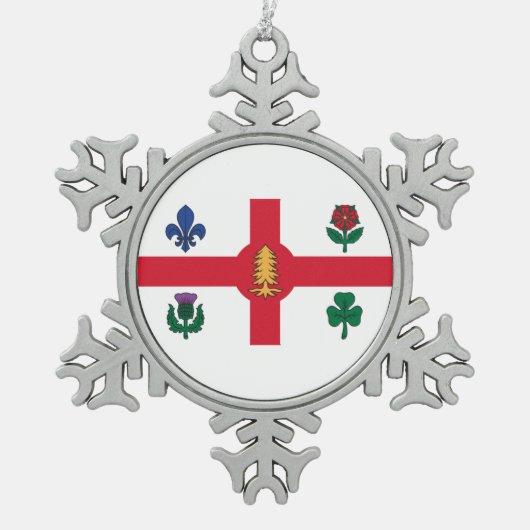 Vlag van Montreal, Que Tin Sneeuwvlok Ornament (Voorkant)