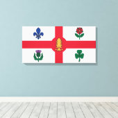 Vlag van Montreal (Quebec, Canada) Canvas Afdruk (Insitu (Houten vloer))