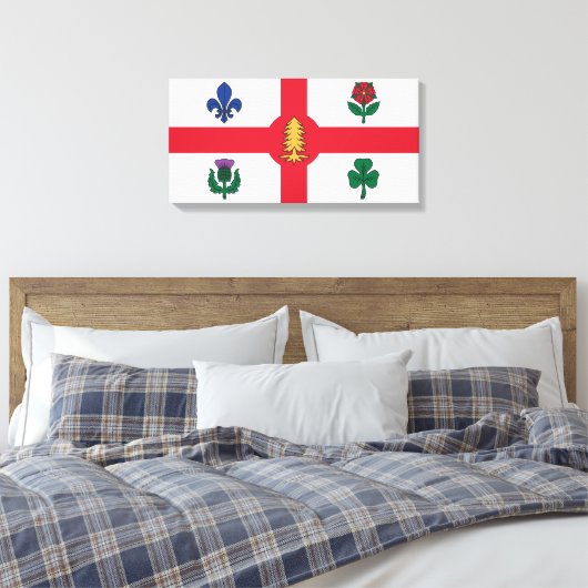 Vlag van Montreal (Quebec, Canada) Canvas Afdruk (Insitu (Slaapkamer))