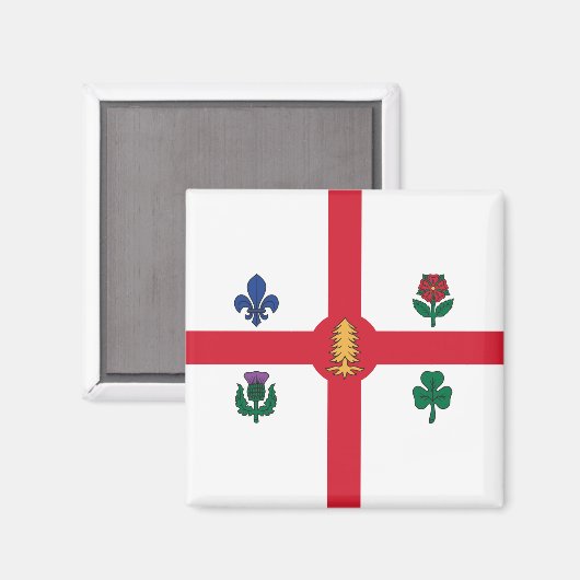 Vlag van Montreal (Quebec, Canada) Magneet (Voorkant / Achterkant)