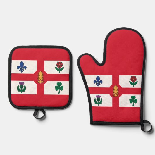 Vlag van Montreal, Quebec Ovenwant & Pannenlap Set (Voorkant)