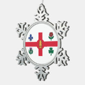 Vlag van Montreal, Quebec Tin Sneeuwvlok Ornament (Rechts)