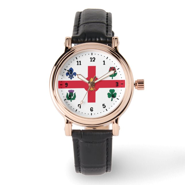 Vlag van Montreal, Quebec Watch Horloge (Voorkant)