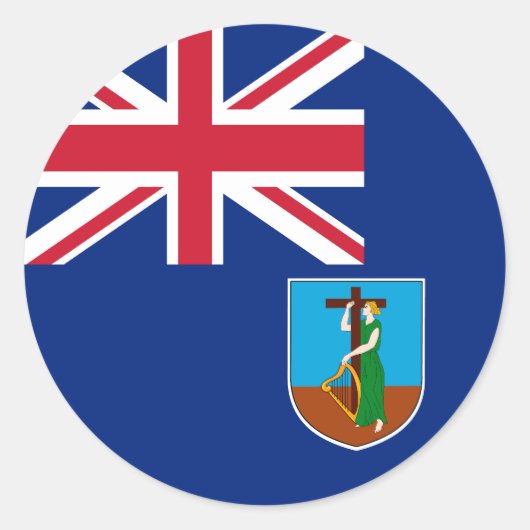 Vlag van Montserrat Ronde Sticker (Voorkant)