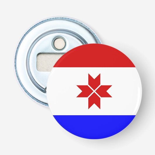 Vlag van Mordovië Button Flesopener (Voorkant)