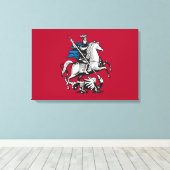 Vlag van Moskou (Russische hoofdstad) Canvas Afdruk (Insitu (Houten vloer))