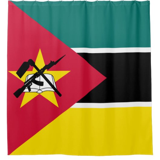 Vlag van Mozambique (nationale vlag) (Afrika) Douchegordijn (Voorkant)