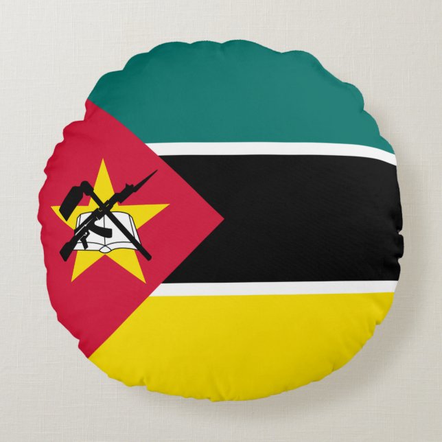 Vlag van Mozambique Rond Kussen (Voorkant)