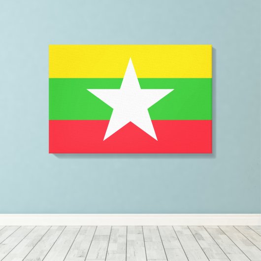Vlag van Myanmar (Birma) Canvas Afdruk (Insitu (Houten vloer))