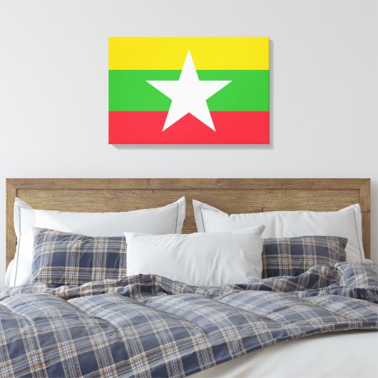 Vlag van Myanmar (Birma) Canvas Afdruk (Insitu (Slaapkamer))