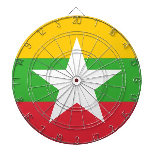 Vlag van Myanmar (Birma) Dartbord (Voorkant)