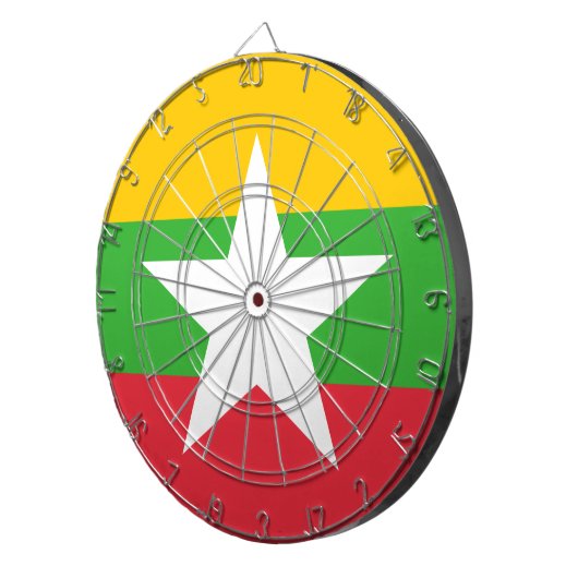 Vlag van Myanmar (Birma) Dartbord (Voorkant Rechts)