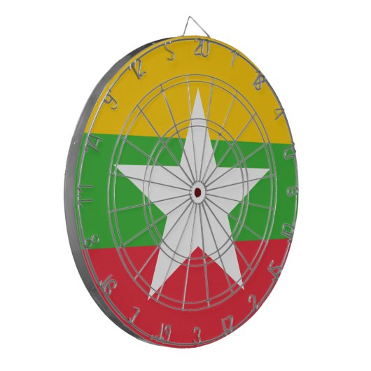 Vlag van Myanmar (Birma) Dartbord (Voorkant Links)