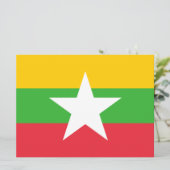 Vlag van Myanmar (Birma) Kaart (Staand voorkant)