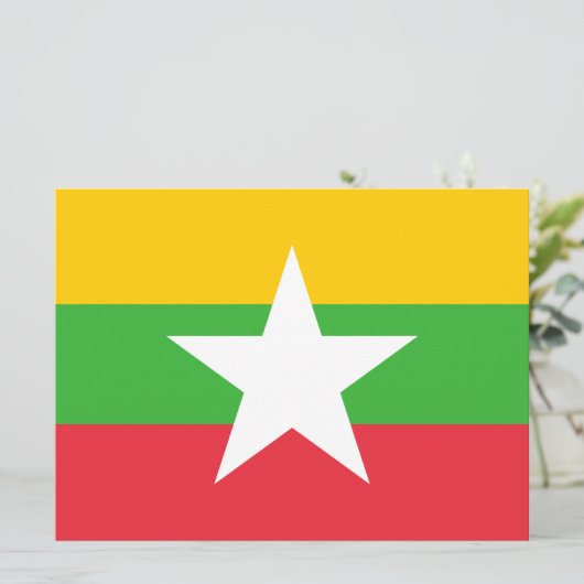 Vlag van Myanmar (Birma) Kaart (Staand voorkant)
