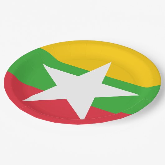 Vlag van Myanmar (Birma) Papieren Bordje (Gekanteld)