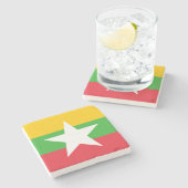 Vlag van Myanmar (Birma) Stenen Onderzetter (Zijkant)
