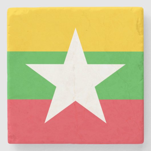 Vlag van Myanmar (Birma) Stenen Onderzetter (Voorkant)