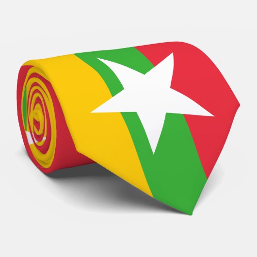 Vlag van Myanmar (Birma) Stropdas (Opgerold)