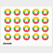 vlag van Myanmar Ronde Sticker (Vel)