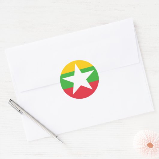 vlag van Myanmar Ronde Sticker (Envelop)