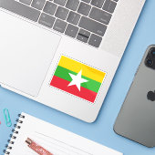 vlag van Myanmar Sticker (Laptop met iPhone)
