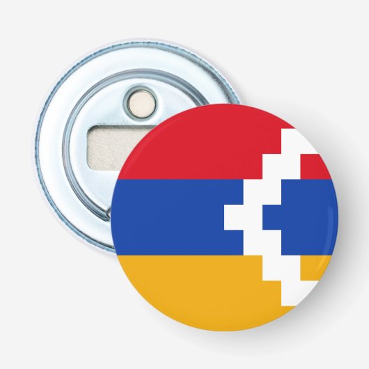 Vlag van Nagorno-Karabach Button Flesopener (Voorkant)