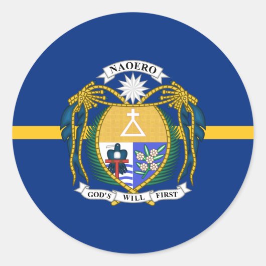 Vlag van Nauru & Wapenschild, Vlag van Nauru Ronde Sticker (Voorkant)