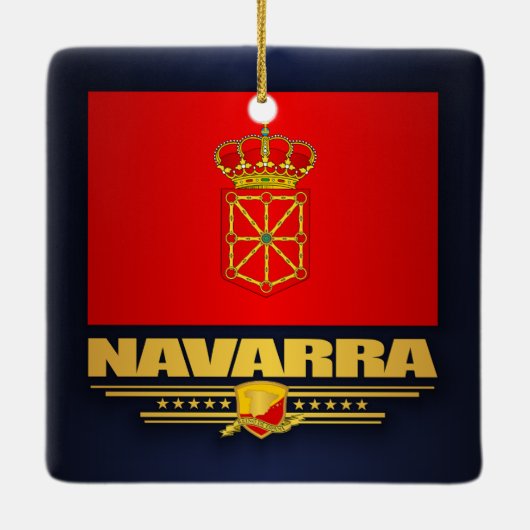 Vlag van Navarra (Navarra) Keramisch Ornament (Achterkant)