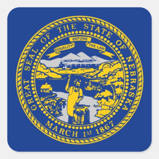 Vlag van Nebraska Vierkante Sticker (Voorkant)