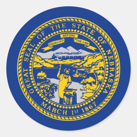 Vlag van Nebraska, vlag van Nebraska Ronde Sticker (Voorkant)