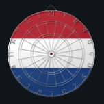 Vlag van Nederland Dartbord<br><div class="desc">Vlag van Nederland: "Ik zal doorgaan". Het bestaat uit drie horizontale banden: rood, wit en blauw.</div>