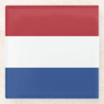 Vlag van Nederland Glazen Onderzetter<br><div class="desc">Patriottische vlag van Nederland.</div>