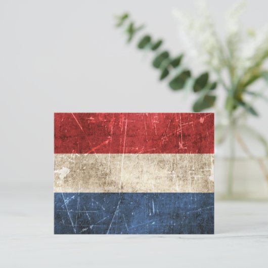  vlag van Nederland met ouderdom en kraakbedekking Briefkaart (Staand voorkant)