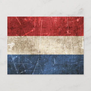  vlag van Nederland met ouderdom en kraakbedekking Briefkaart