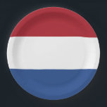 Vlag van Nederland Papieren Bordje<br><div class="desc">Vlag van Nederland: "Ik zal doorgaan". Het bestaat uit drie horizontale banden: rood,  wit en blauw.</div>
