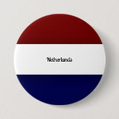 Vlag van Nederland Ronde Button 7,6 Cm (Voorkant)