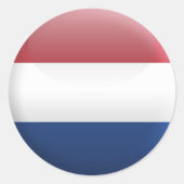 Vlag van Nederland Ronde Sticker (Voorkant)
