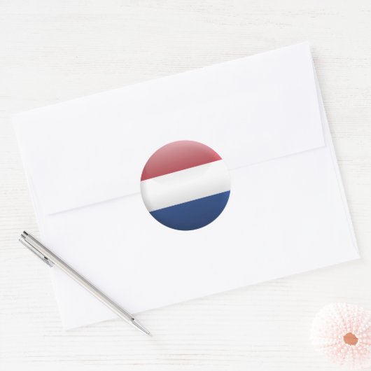 Vlag van Nederland Ronde Sticker (Envelop)