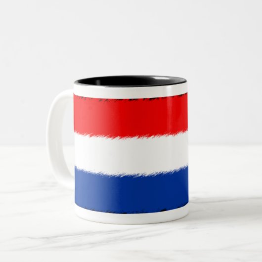 Vlag van Nederland Tweekleurige Koffiemok (Voorkant links)