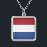 Vlag van Nederland Zilver Vergulden Ketting<br><div class="desc">Vlag van Nederland: "Ik zal doorgaan". Het bestaat uit drie horizontale banden: rood,  wit en blauw.</div>