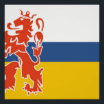 Vlag van Nederlands Limburg Poster<br><div class="desc">De vlag van Limburg, een provincie in Nederland. De vlag bestaat uit drie rijen kleuren. De kleuren zijn wit, blauw en geel. Onder de vlag staat een symbool van de rode Limburgse leeuw met een dubbele staart, tegenover de vlaggenstok. De kleinere blauwe middelste rij symboliseert de rivier de Meuse (Maas...</div>