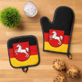 Vlag van Nedersaksen Ovenwant & Pannenlap Set (Top down)