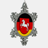 Vlag van Nedersaksen Snowflake Pewter Kerstmis of Tin Sneeuwvlok Ornament (Links)